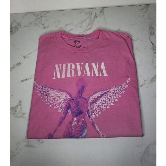 Nirvana In Utero Pink distressed Rock Band Tee Sz M - Picture 7 of 13